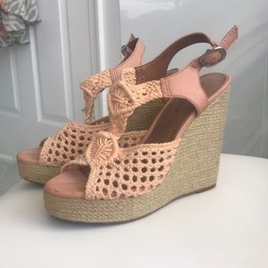 Peach wedge lucky brand sandal worn few times
